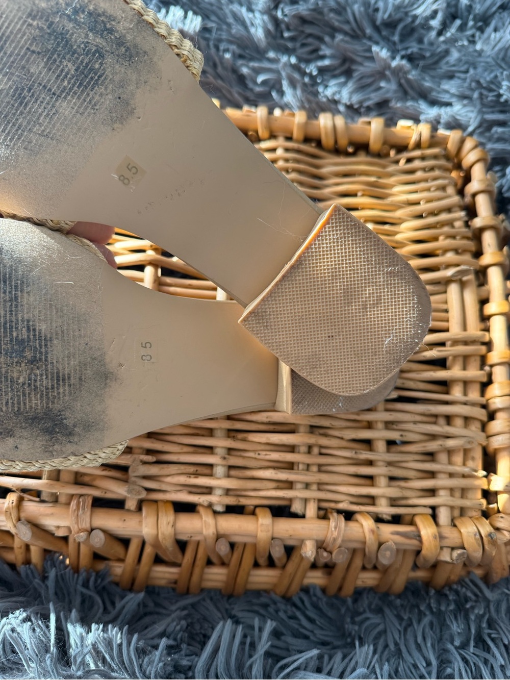 Steve Madden Beige Straw Slide Mules with Crystal Buckles - Picture 3 of 3